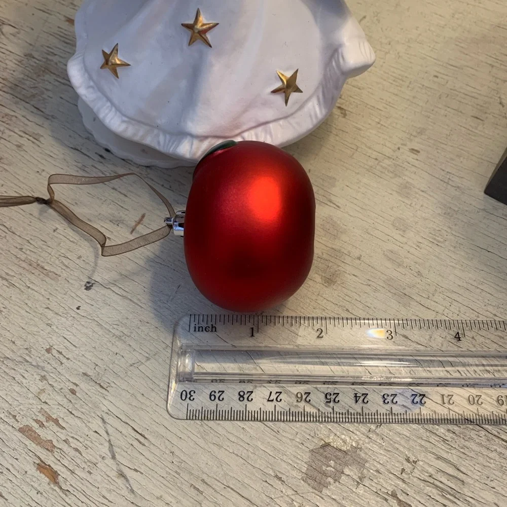 4 pc 🍎 IKEA Apple Christmas ornaments decorations in box holiday decor red fruit